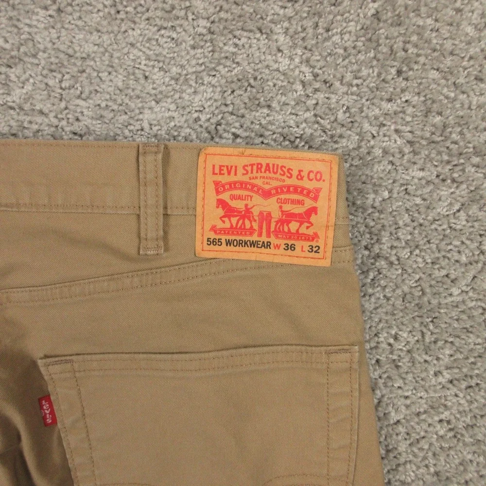 Levis Jeans Mens 36x32 Tan 565 Workwear Loose Straight Strong Carpenter Pants